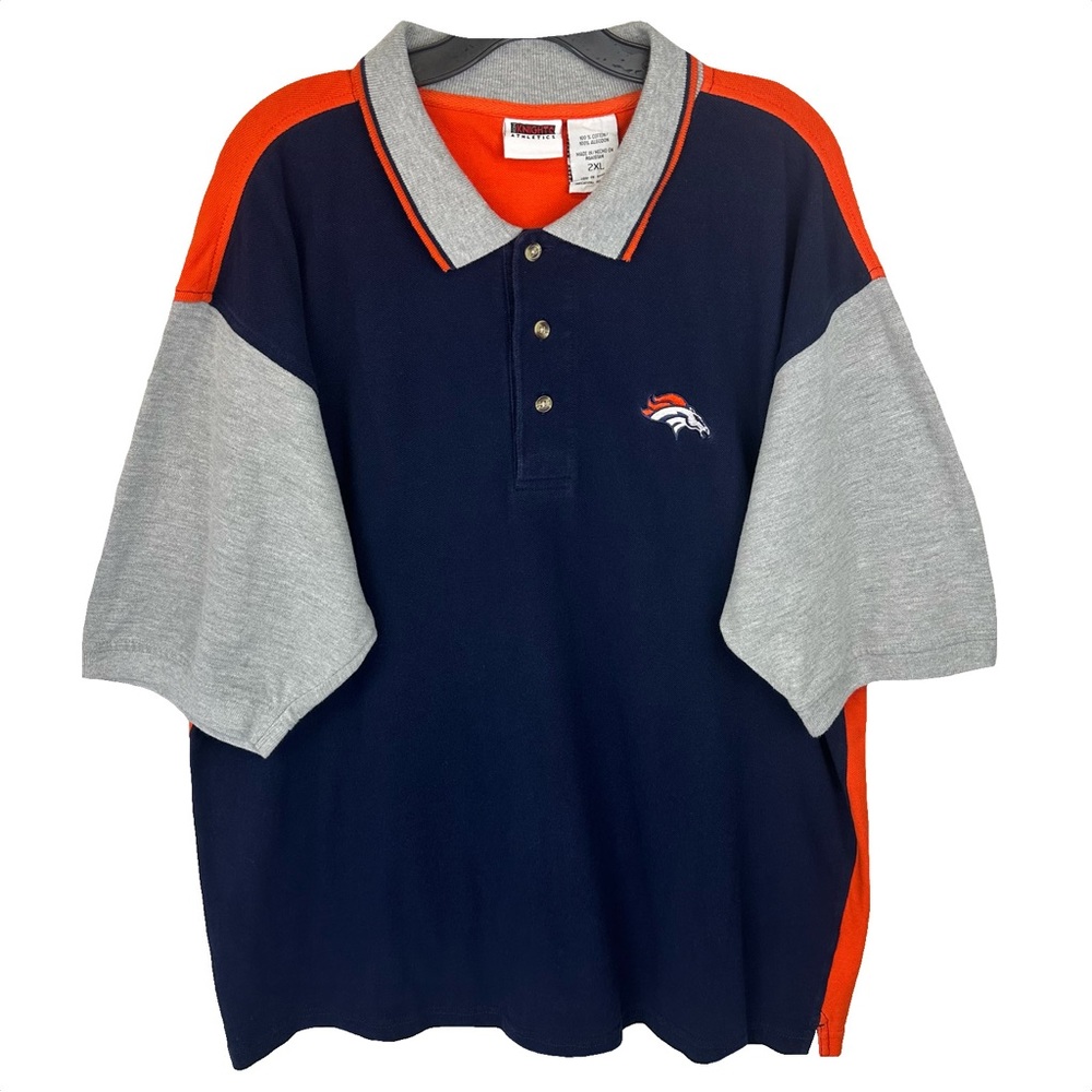 Rare Vintage Iron Knights Denver Broncos NFL Color Block Polo Shirt